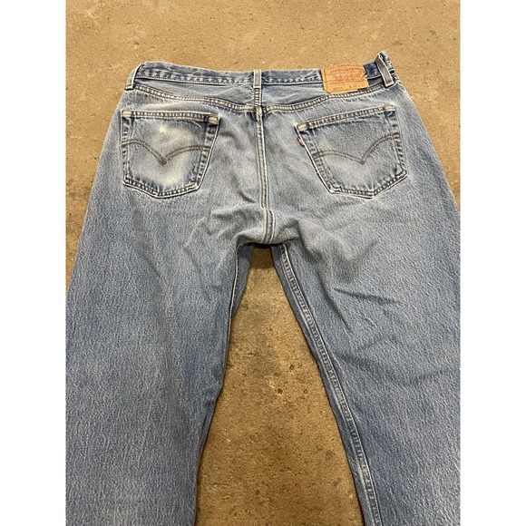 Vintage Levis 501 Jeans Mens 38x28 Light Blue Straight Leg Button Fly USA 90s - Picture 12 of 16